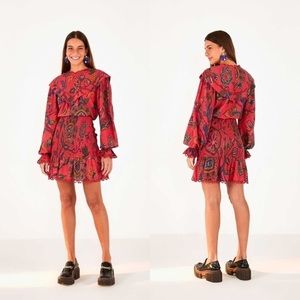 Farm Rio Sunset Tapestry Blush Mini Dress
